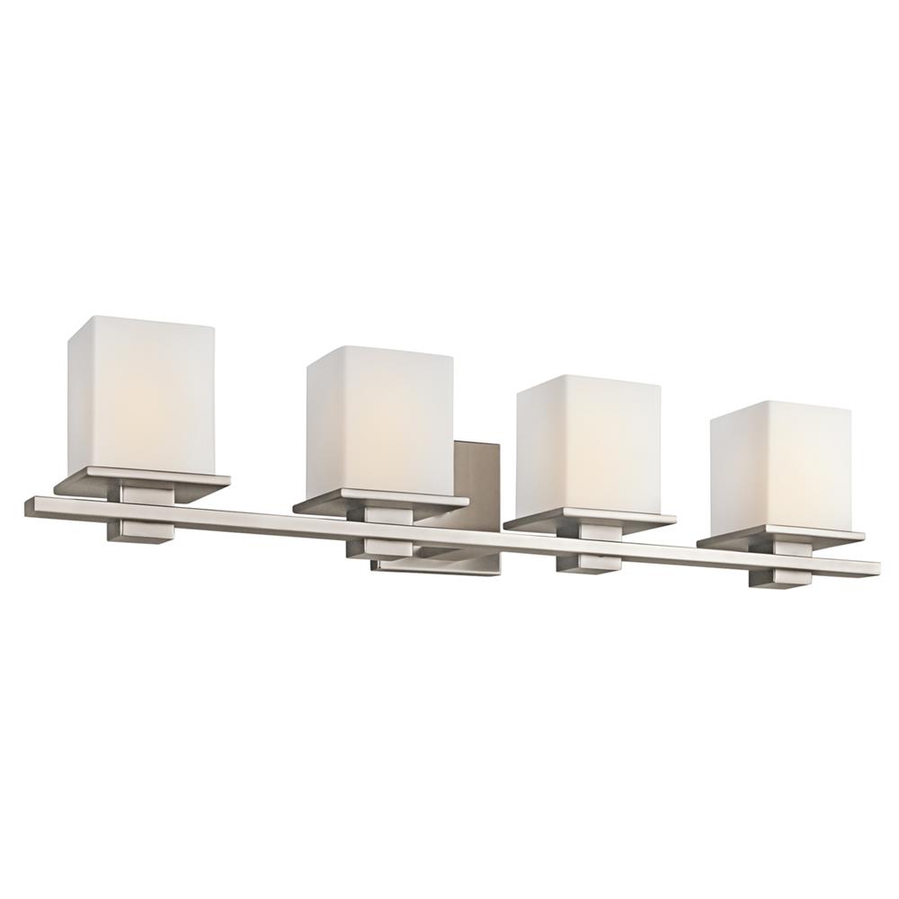 Kichler 45152AP Tully 32" 4 Light Vanity Light with Satin Etched Cased Opal Glass Antique Pewter in Antique Pewter