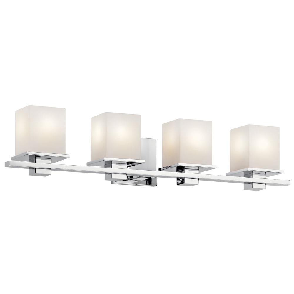 Kichler 45152CH Tully 32" 4 Light Vanity Light with Satin Etched Cased Opal Glass Chrome in Chrome