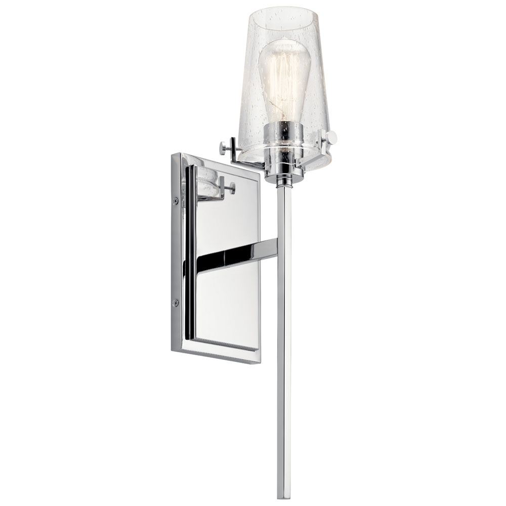 Kichler 45295CH Alton 22" 1 Light Wall Sconce with Clear Seeded Glass in Chrome in Chrome