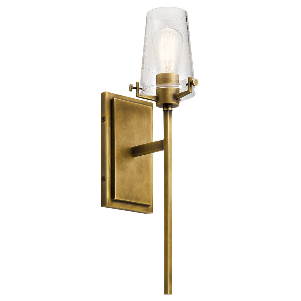 Kichler 45295NBR Alton 22" 1 Light Wall Sconce with Clear Seeded Glass in Natural Brass in Natural Brass