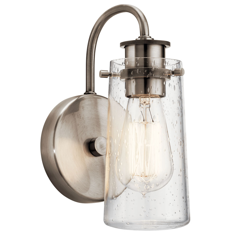 Kichler 45457CLP Braelyn 9.5" 1 Light Wall Sconce with Clear Seeded Glass Classic Pewter in Classic Pewter