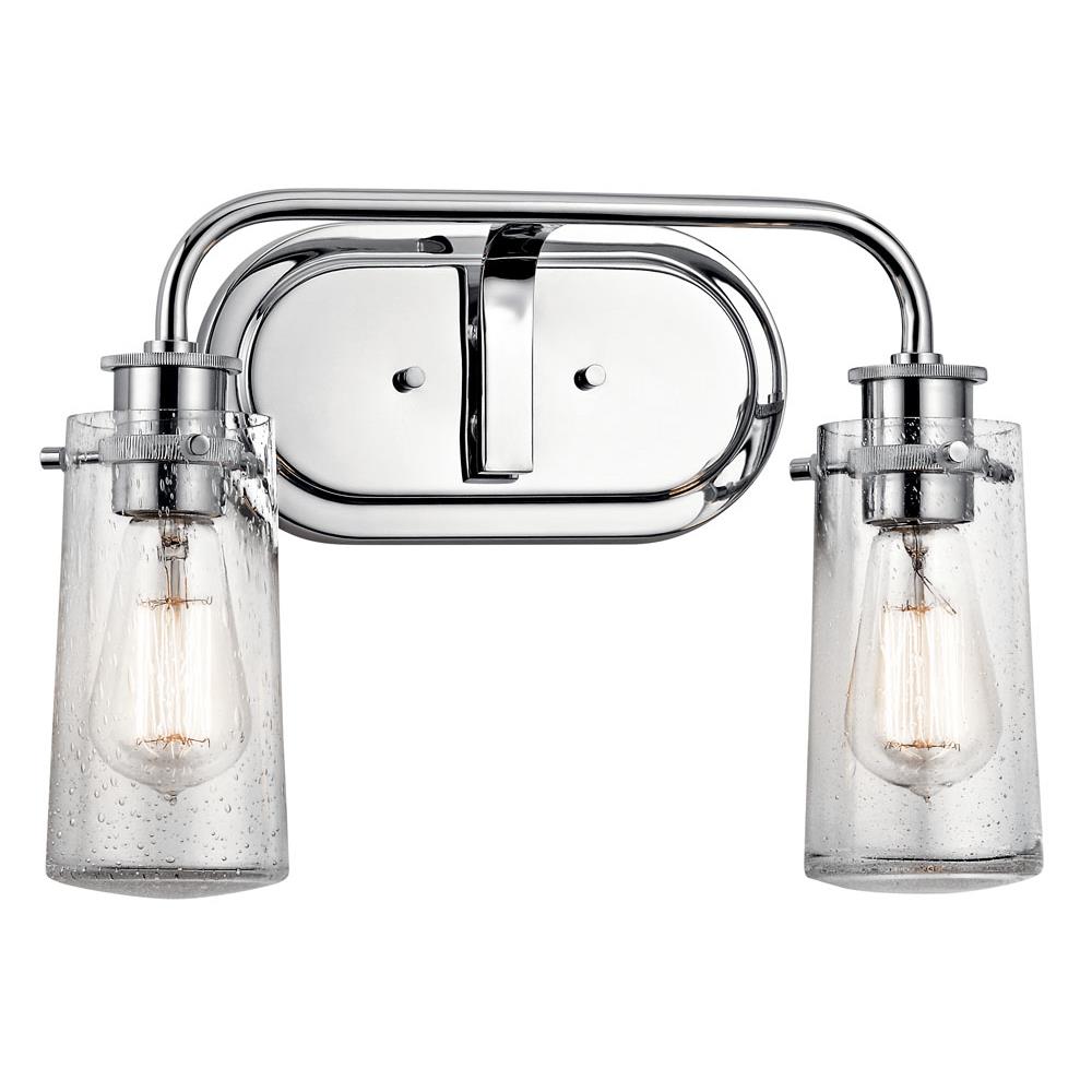 Kichler 45458CH Braelyn 14.75" 2  Light Vanity Light with Clear Seeded Glass Chrome in Chrome