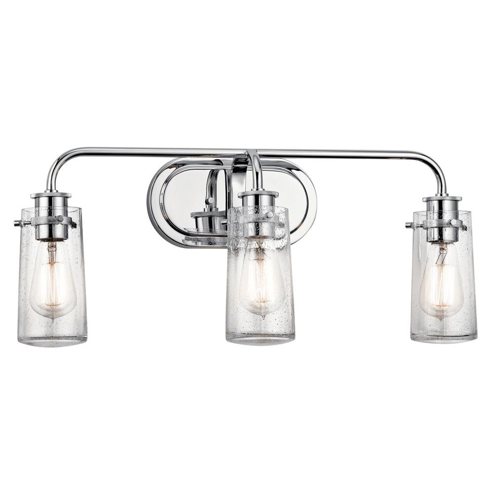 Kichler 45459CH Braelyn 24" 3  Light Vanity Light with Clear Seeded Glass Chrome in Chrome
