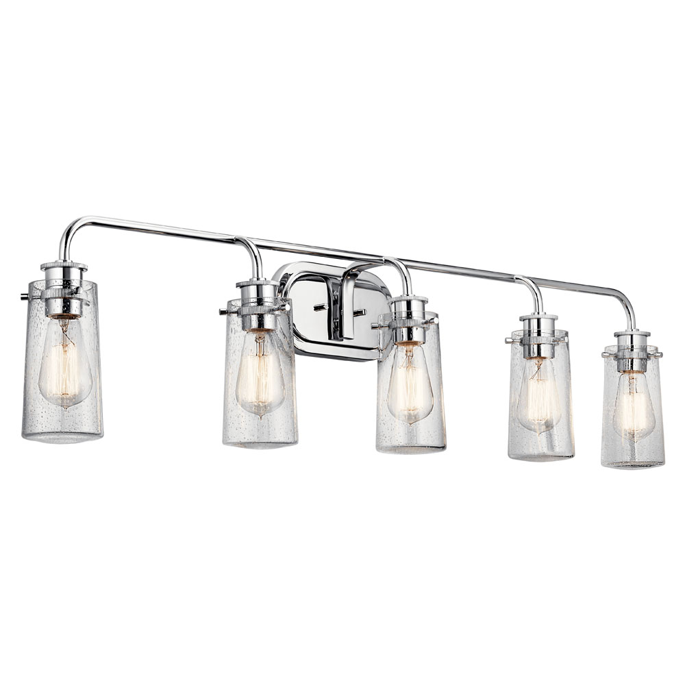 Kichler 45461CH Braelyn 44" 5  Light Vanity Light with Clear Seeded Glass Chrome in Chrome