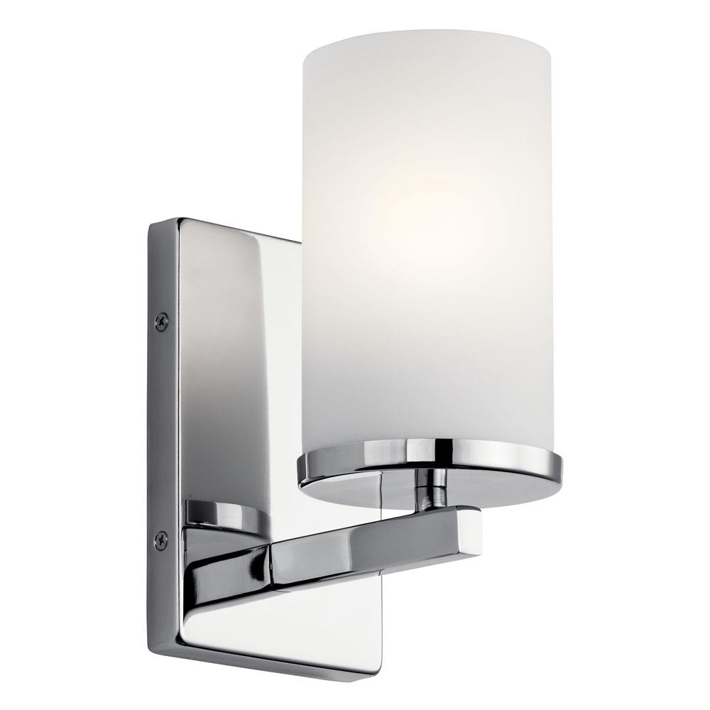 Kichler 45495CH Crosby 9.25" 1 Light Wall Sconce with Satin Etched Cased Opal Chrome in Chrome