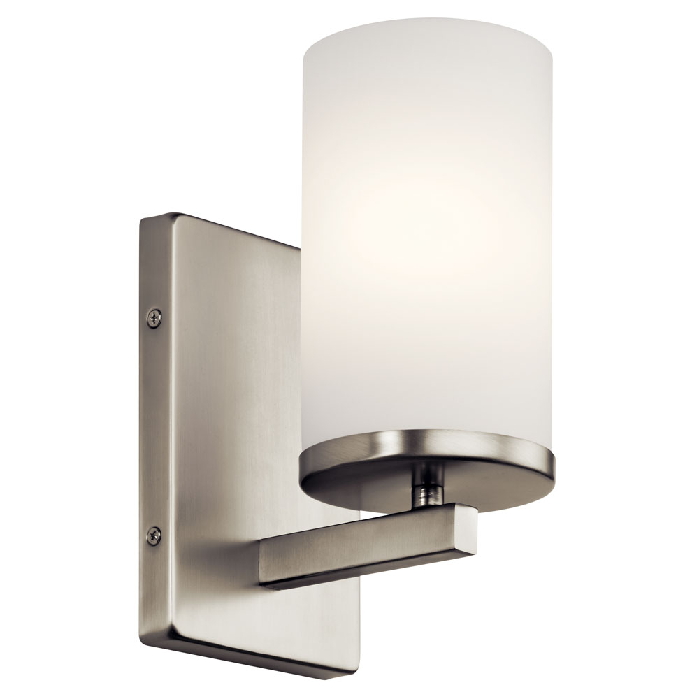 Kichler 45495NI Crosby 9.25" 1 Light Wall Sconce with Satin Etched Cased Opal Brushed Nickel in Brushed Nickel
