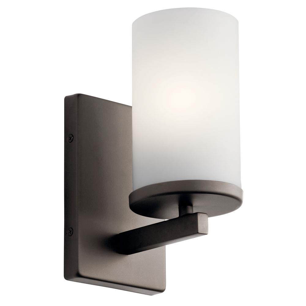 Kichler 45495OZ Crosby 9.25" 1 Light Wall Sconce with Satin Etched Cased Opal Olde Bronze®