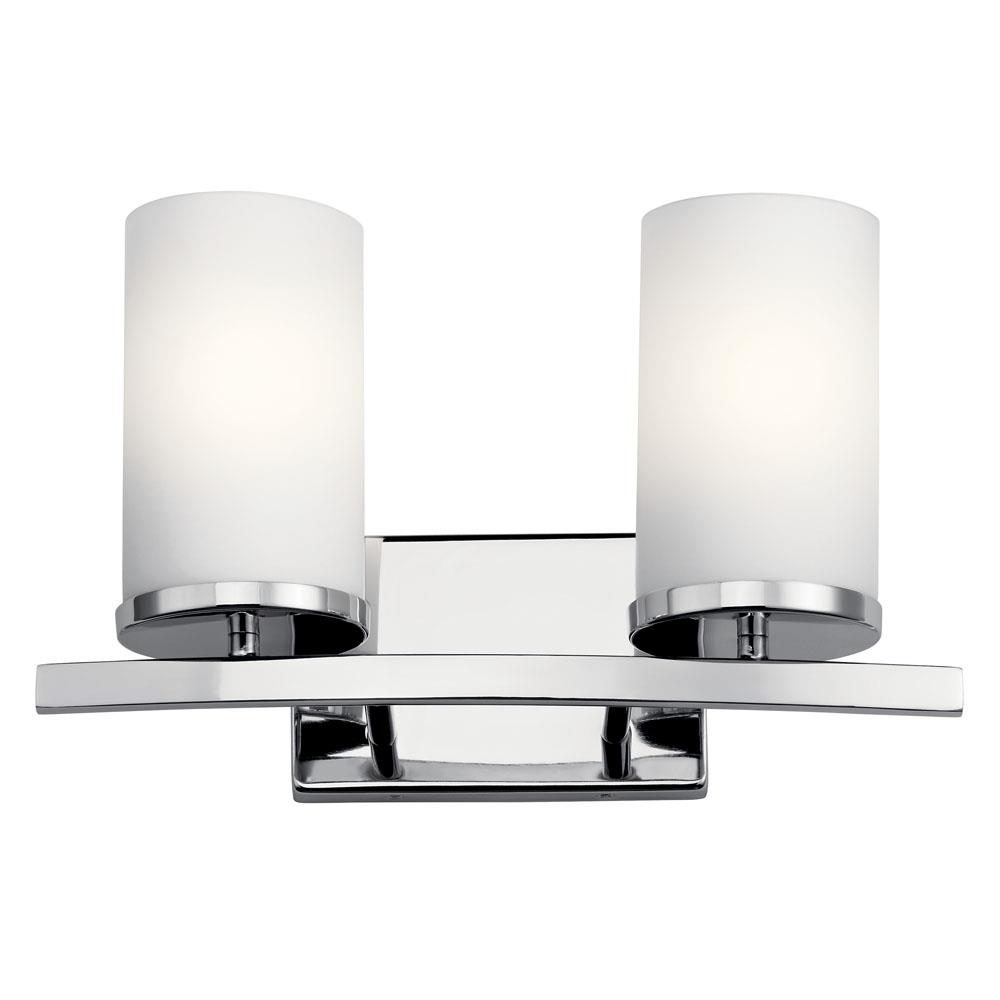 Kichler 45496CH Crosby 15" 2 Light Vanity Light Satin Etched Cased Opal Chrome in Chrome