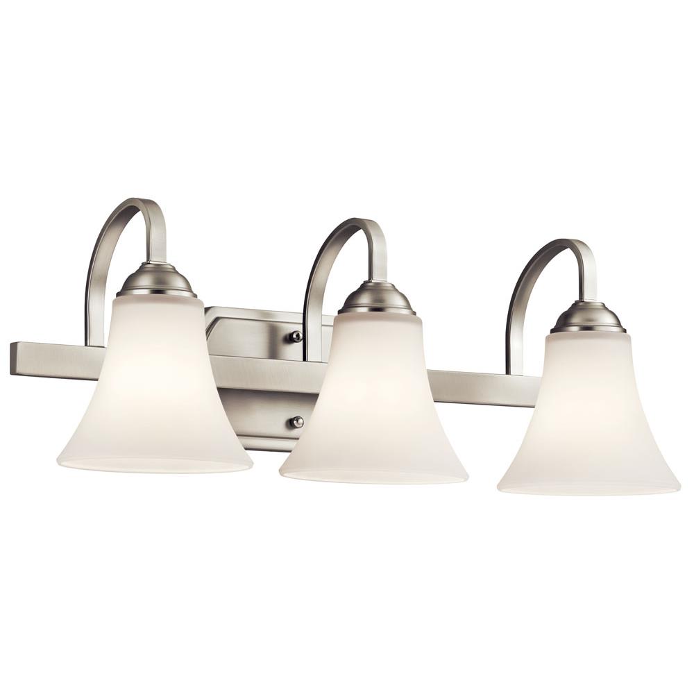 Kichler 45513NI Keiran 22" 3 Light Vanity Light with Satin Etched White Glass in Brushed Nickel