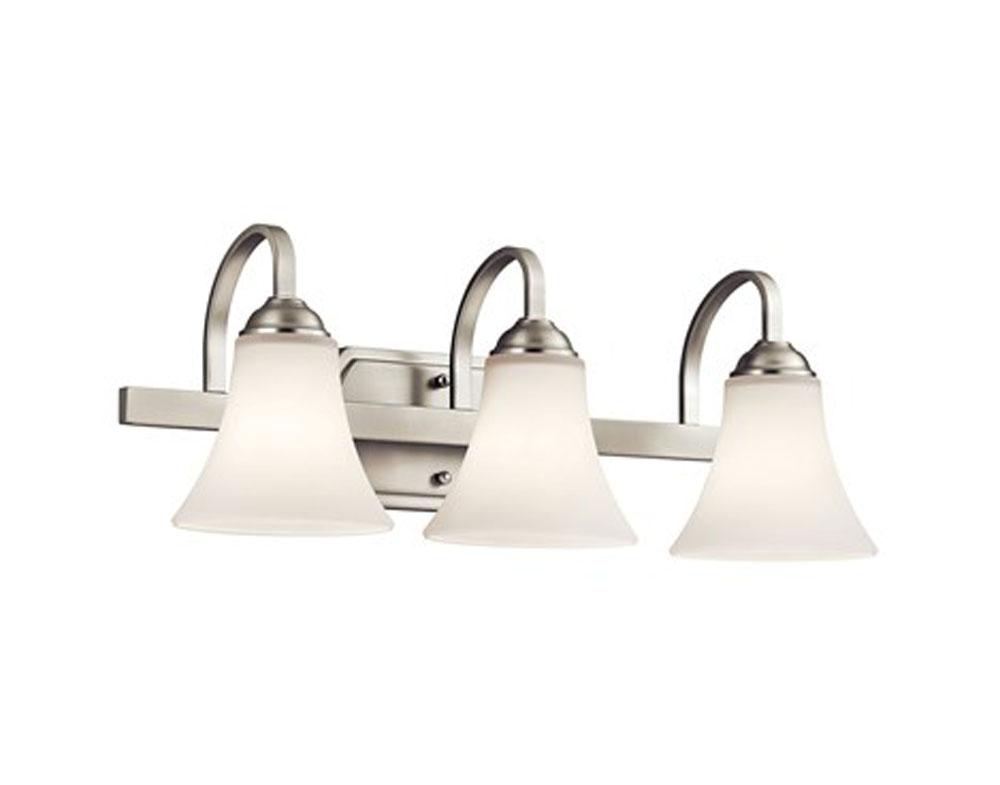 Kichler 45513NIL18 Keiran 22" 3 Light LED Vanity Light with Satin Etched White Glass in Brushed Nickel