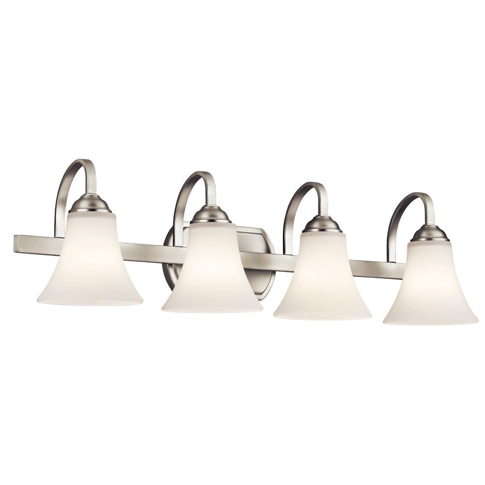 Kichler 45514NI Keiran 30" 4 Light Vanity Light with Satin Etched White Glass in Brushed Nickel