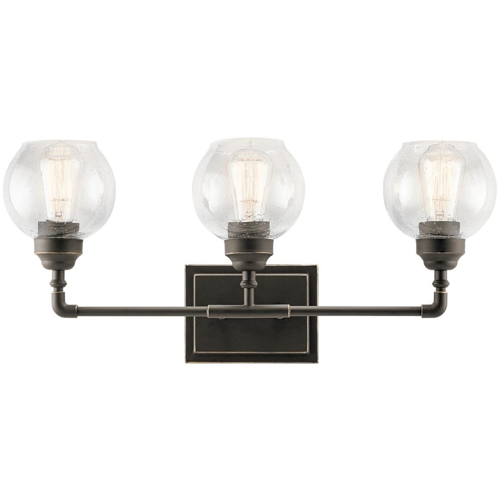 Kichler 45592OZ Niles 24" 3 Light Vanity Light with Clear Seeded Glass in Olde Bronze®