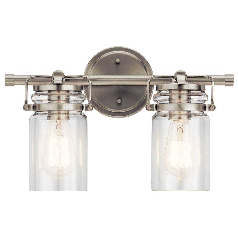 Kichler 45688NI Brinley 15.75" 2 Light Vanity Light with Clear Glass in Brushed Nickel