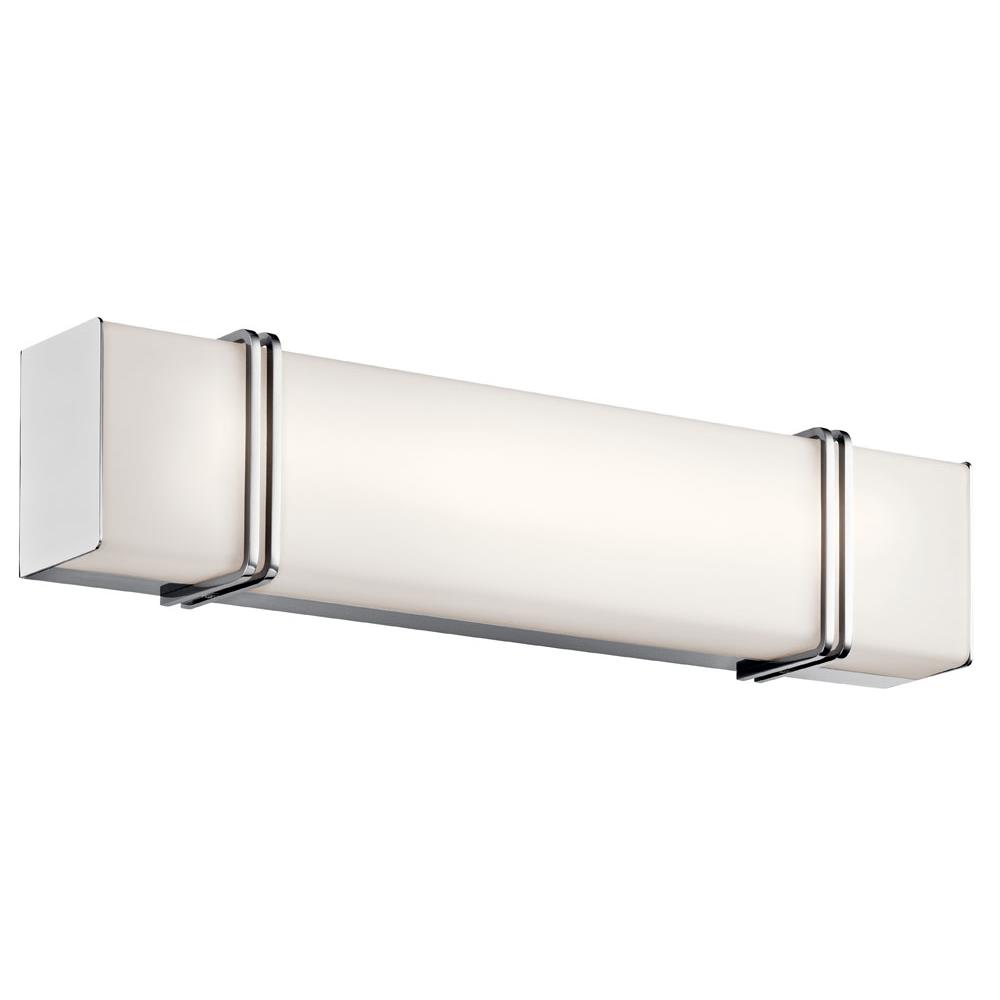 Kichler 45838CHLED Impello 24.25" LED Linear Vanity Light with Satin Etched White Glass, Chrome in Chrome