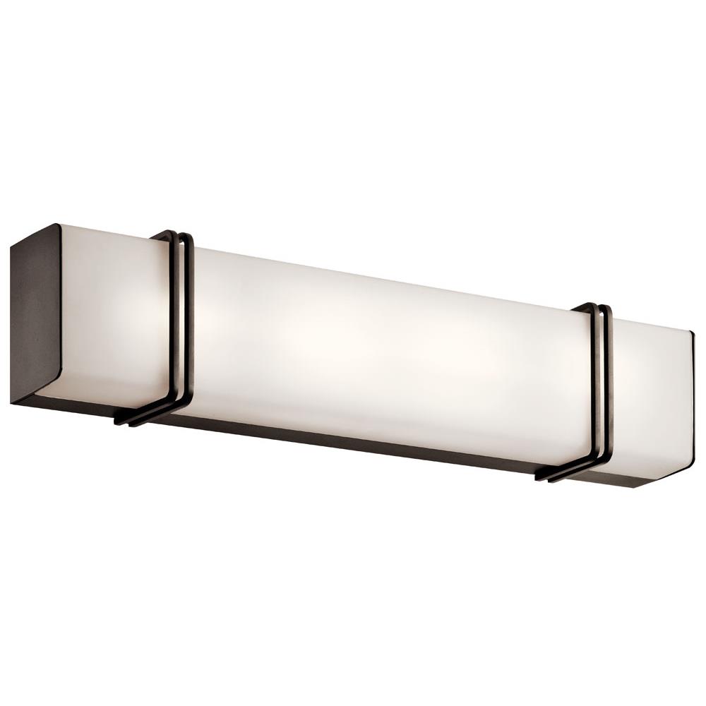 Kichler 45838OZLED Impello 24.25" LED Linear Vanity Light with Satin Etched White Glass, Olde Bronze®