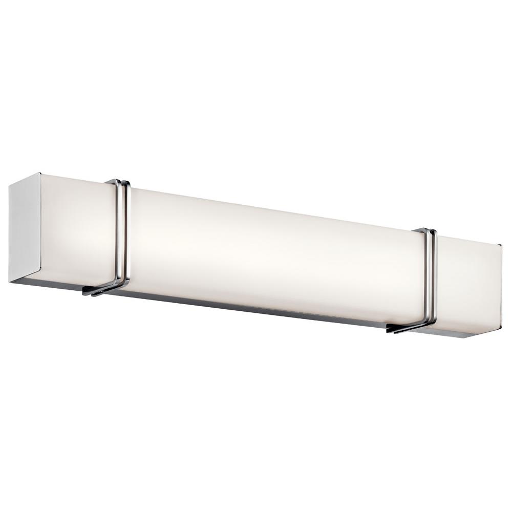 Kichler 45839CHLED Impello 30.25" LED Linear Vanity Light with Satin Etched White Glass, Chrome in Chrome