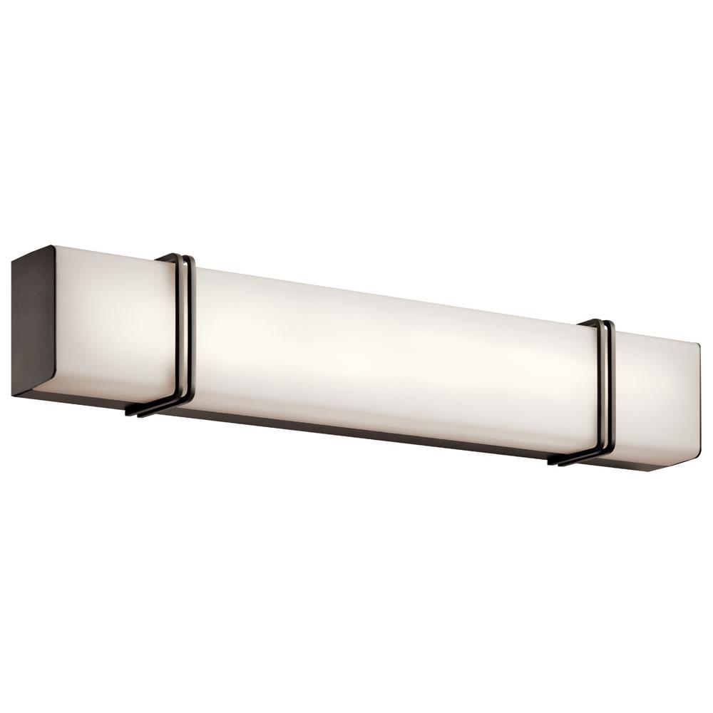 Kichler 45839OZLED Impello 30.25" LED Linear Vanity Light with Satin Etched White Glass, Olde Bronze® in Olde Bronze