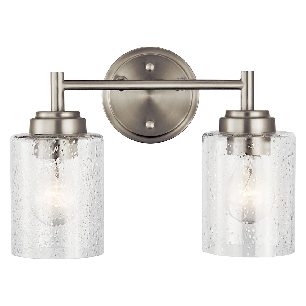 Kichler 45885NI Winslow 12.75" 2 Light Vanity Light with Clear Seeded Glass in Brushed Nickel