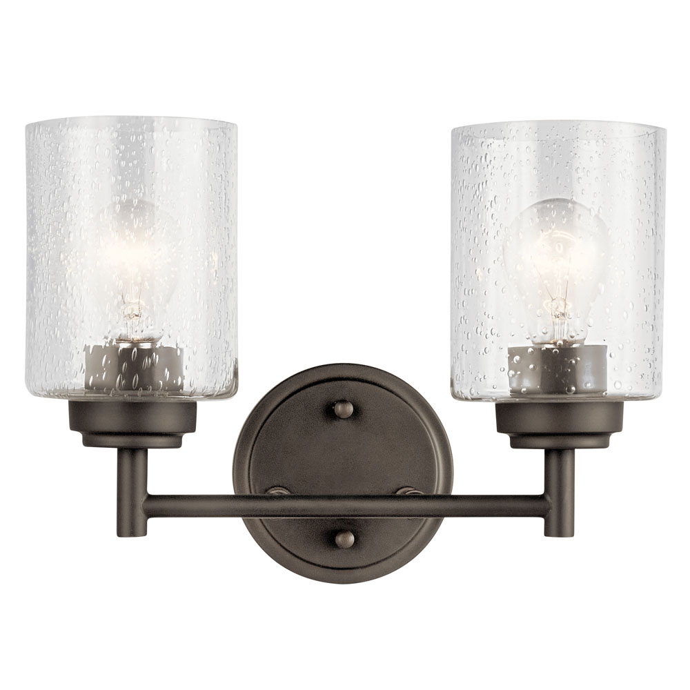 Kichler 45885OZ Winslow 12.75" 2 Light Vanity Light with Clear Seeded Glass in Olde Bronze®