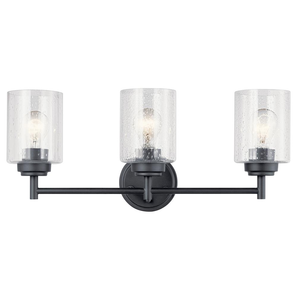Kichler 45886BK Winslow 21.5" 3 Light Vanity Light with Clear Seeded Glass in Black  in Black