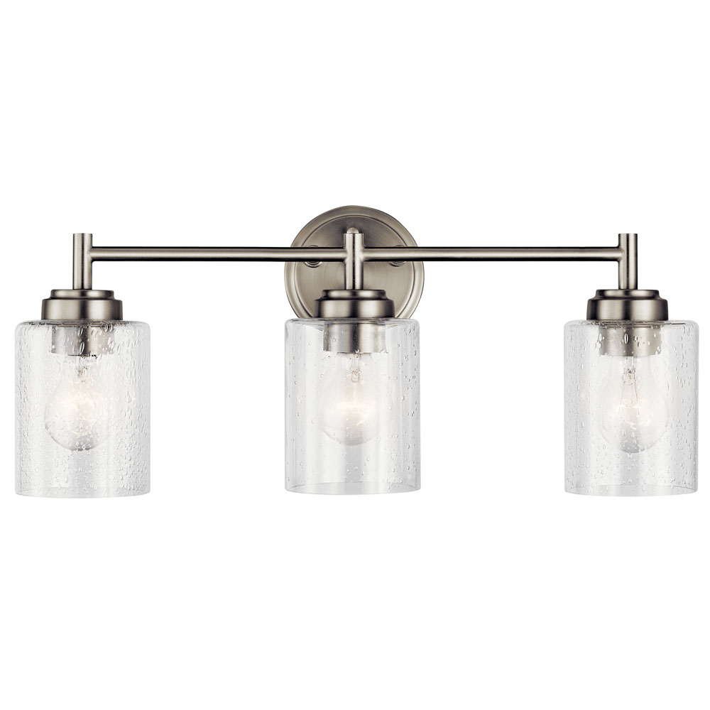 Kichler 45886NI Winslow 21.5" 3 Light Vanity Light with Clear Seeded Glass in Brushed Nickel