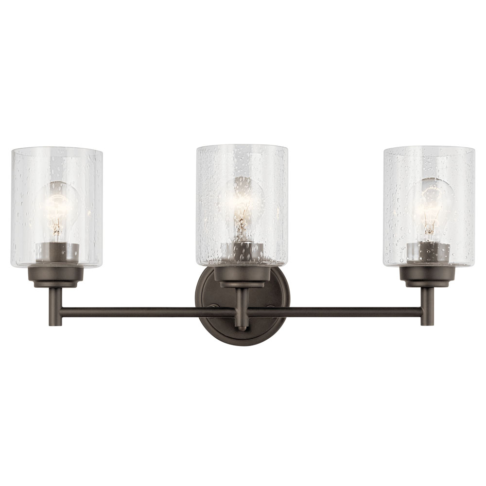 Kichler 45886OZ Winslow 21.5" 3 Light Vanity Light with Clear Seeded Glass in Olde Bronze®