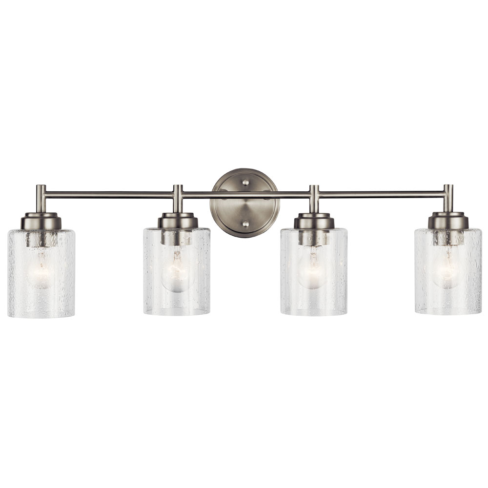 Kichler 45887NI Winslow 30" 4 Light Vanity Light with Clear Seeded Glass in Brushed Nickel