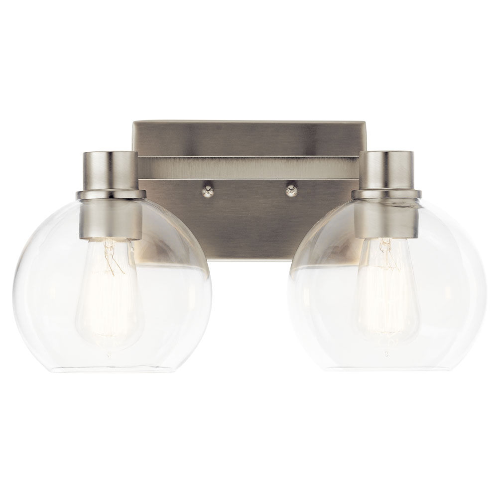 Kichler 45893NI The Harmony 15.5 inch 2 Light vanity light with clear glass Brushed Nickel in Brushed Nickel