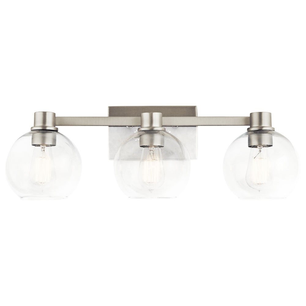Kichler 45894NI The Harmony 24.5 inch 3 light vanity with clear glass Brushed Nickel in Brushed Nickel