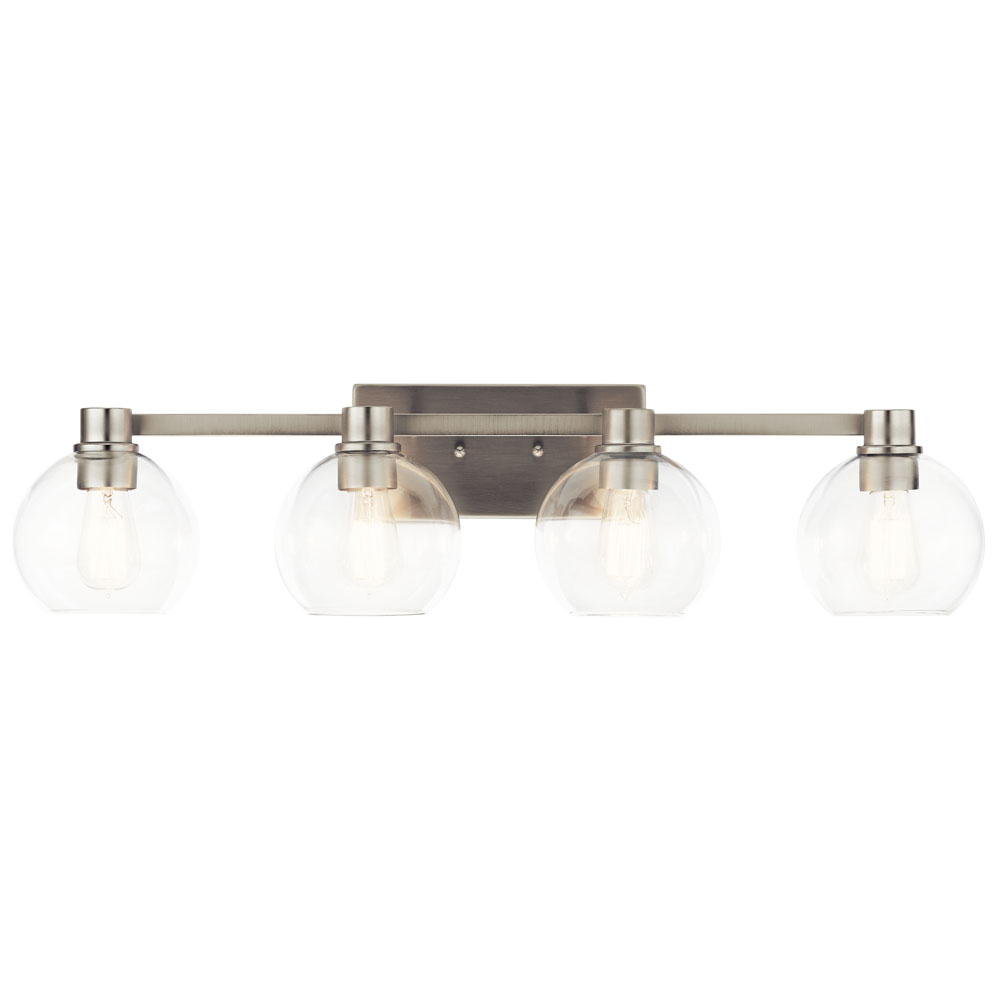 Kichler 45895NI The Harmony 33.5 inch 4 Light vanity light with clear glass Brushed Nickel in Brushed Nickel