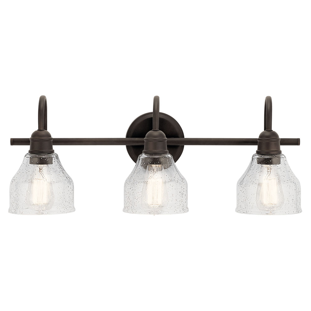 Kichler 45973OZ Avery 24" 3 Light Vanity Light with Clear Seeded Glass in Olde Bronze®