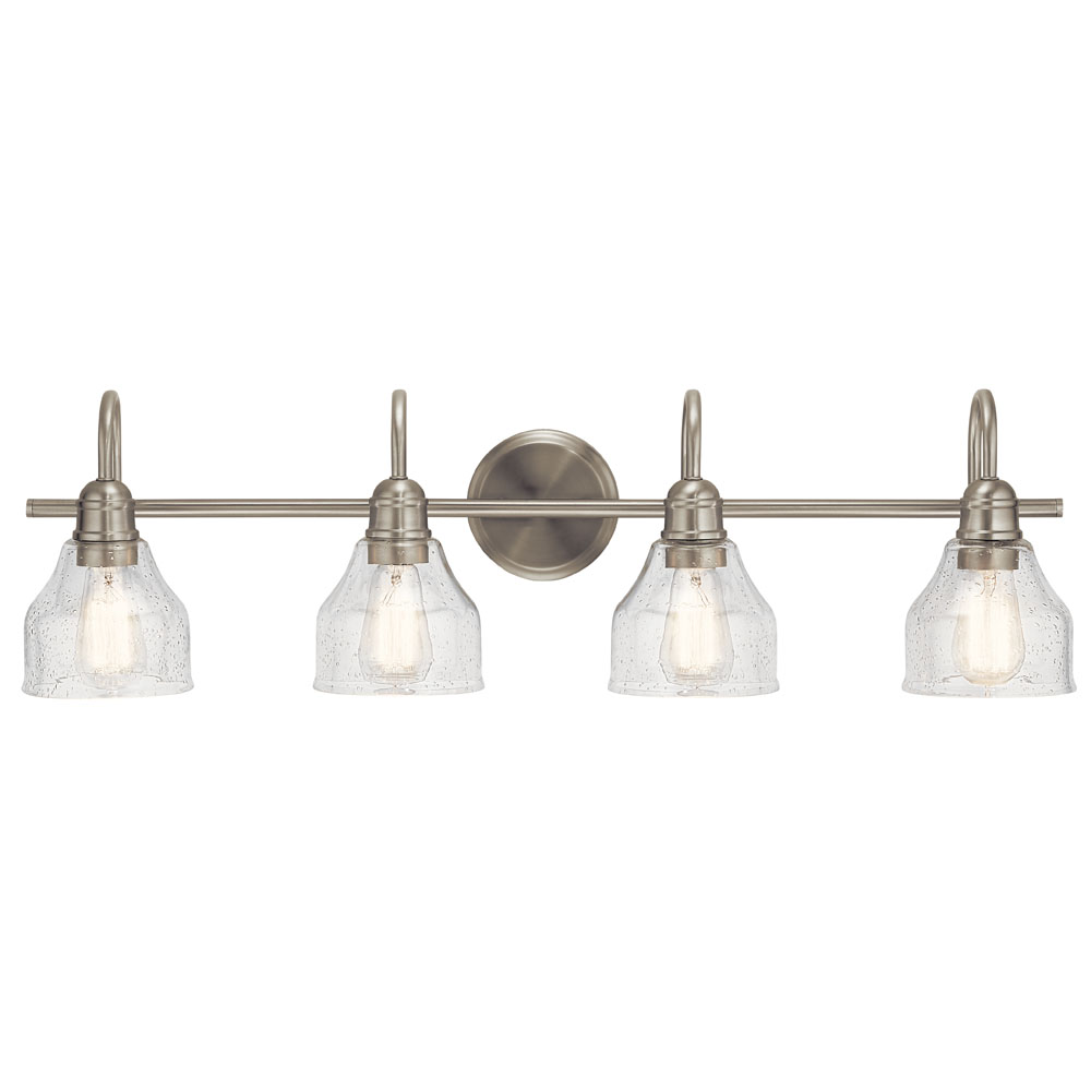 Kichler 45974NI Avery 33.25" 4 Light Vanity Light with Clear Seeded Glass in Brushed Nickel