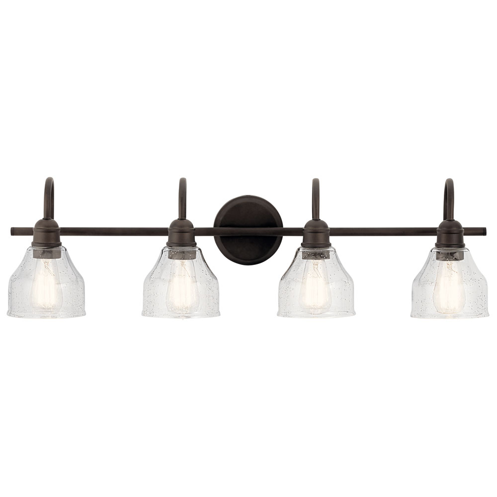 Kichler 45974OZ Avery 33.25" 4 Light Vanity Light with Clear Seeded Glass Olde Bronze®