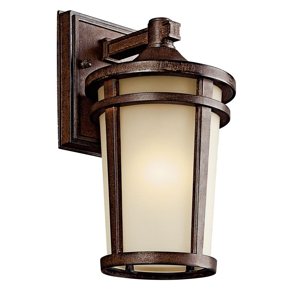 Kichler 49071BST Atwood 11" 1 Light Outdoor Wall Light with Light Umber Mist Glass and Brown Stone