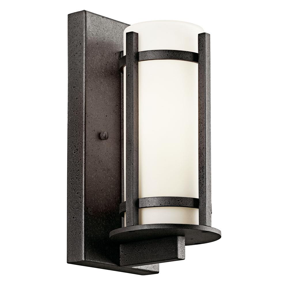 Kichler 49119AVI Camden 11" 1 Light Outdoor Wall Light with Opal Etched Glass in Anvil Iron™