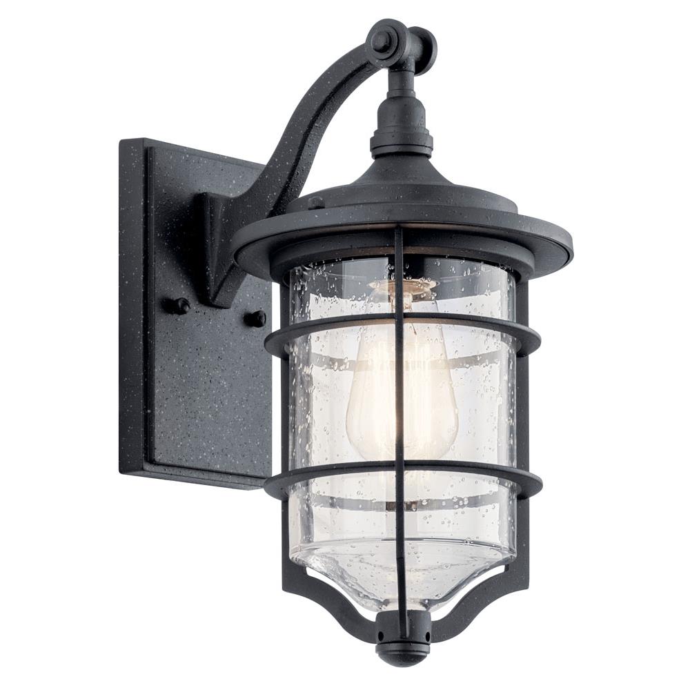 Kichler 49126DBK Royal Marine 13.25" 1 Light Outdoor Wall Light with Clear Seeded Glass in Distressed Black in Distressed Black