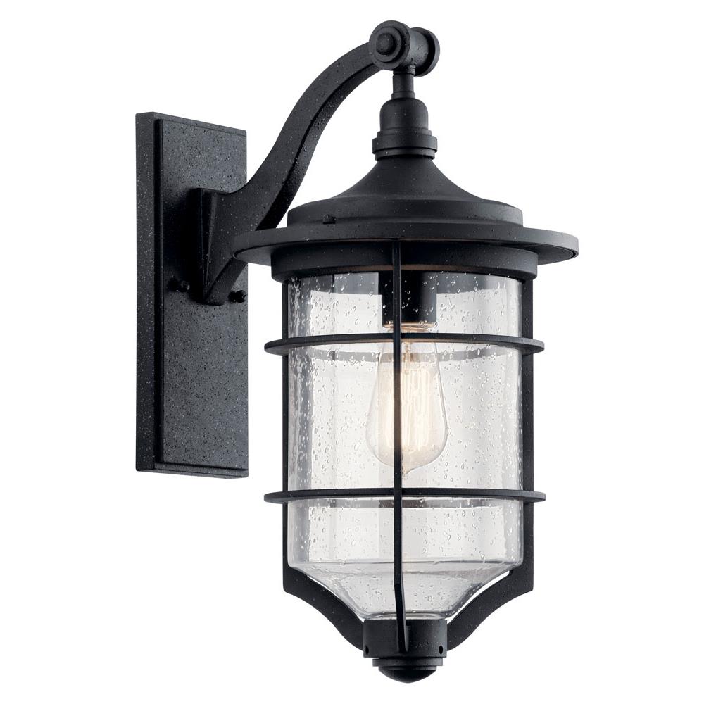 Kichler 49127DBK Royal Marine 18.25" 1 Light Outdoor Wall Light with Clear Seeded Glass in Distressed Black in Distressed Black