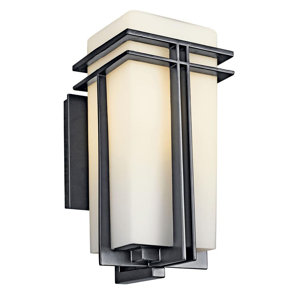 Kichler 49201BK Tremillo 14.25" 1 Light Outdoor Wall Light with Satin Etched Cased Opal in Black