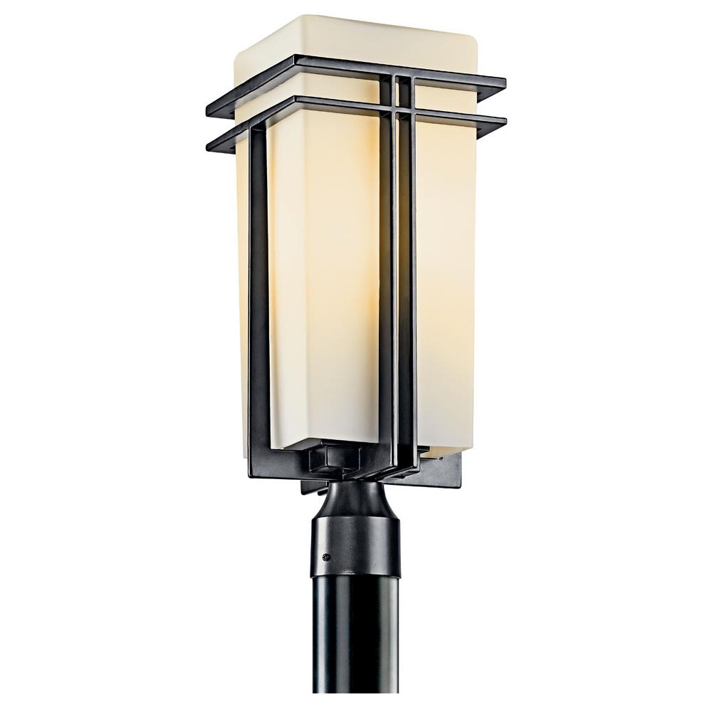 Kichler 49207BK Tremillo 8.5" 1 Light Outdoor Post Light with Satin Etched Cased Opal in Black