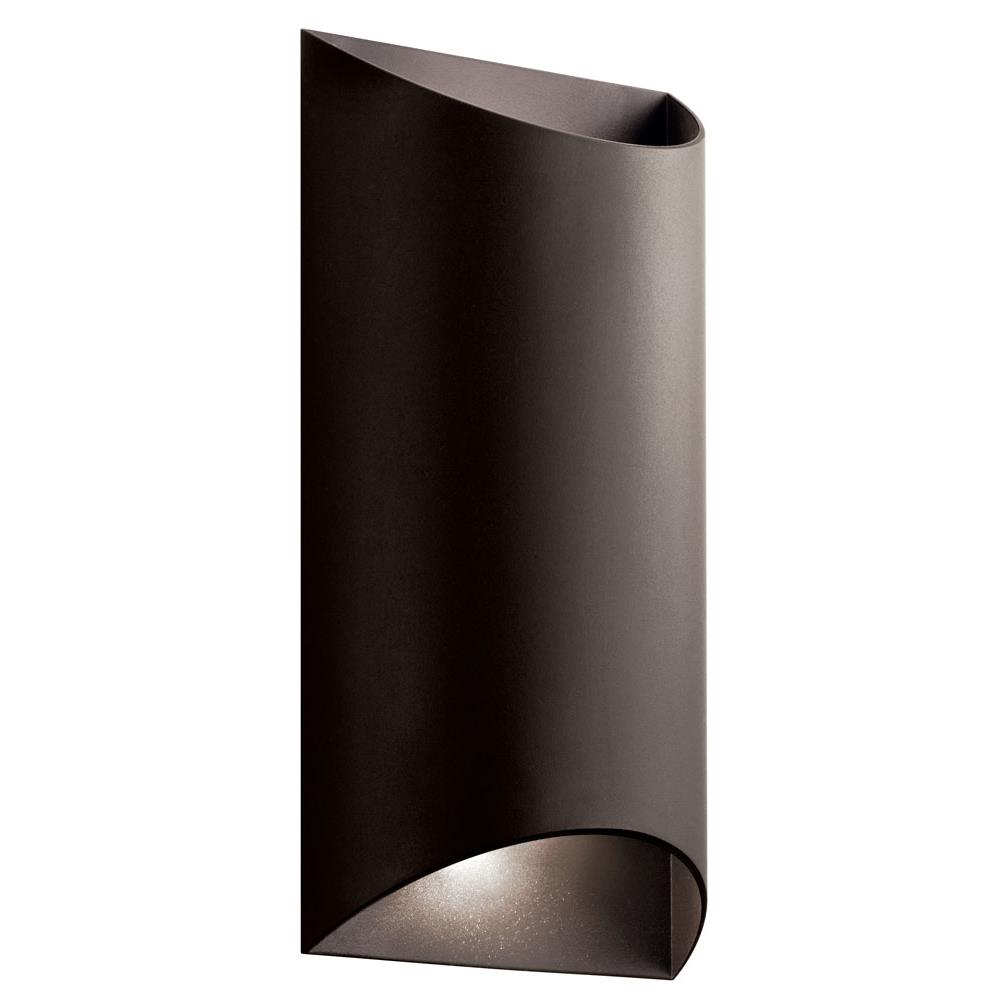 Kichler 49279AZTLED Wesley 14" LED Outdoor 2 Light Wall Light in Textured Architectural Bronze in Textured Architectural Bronze