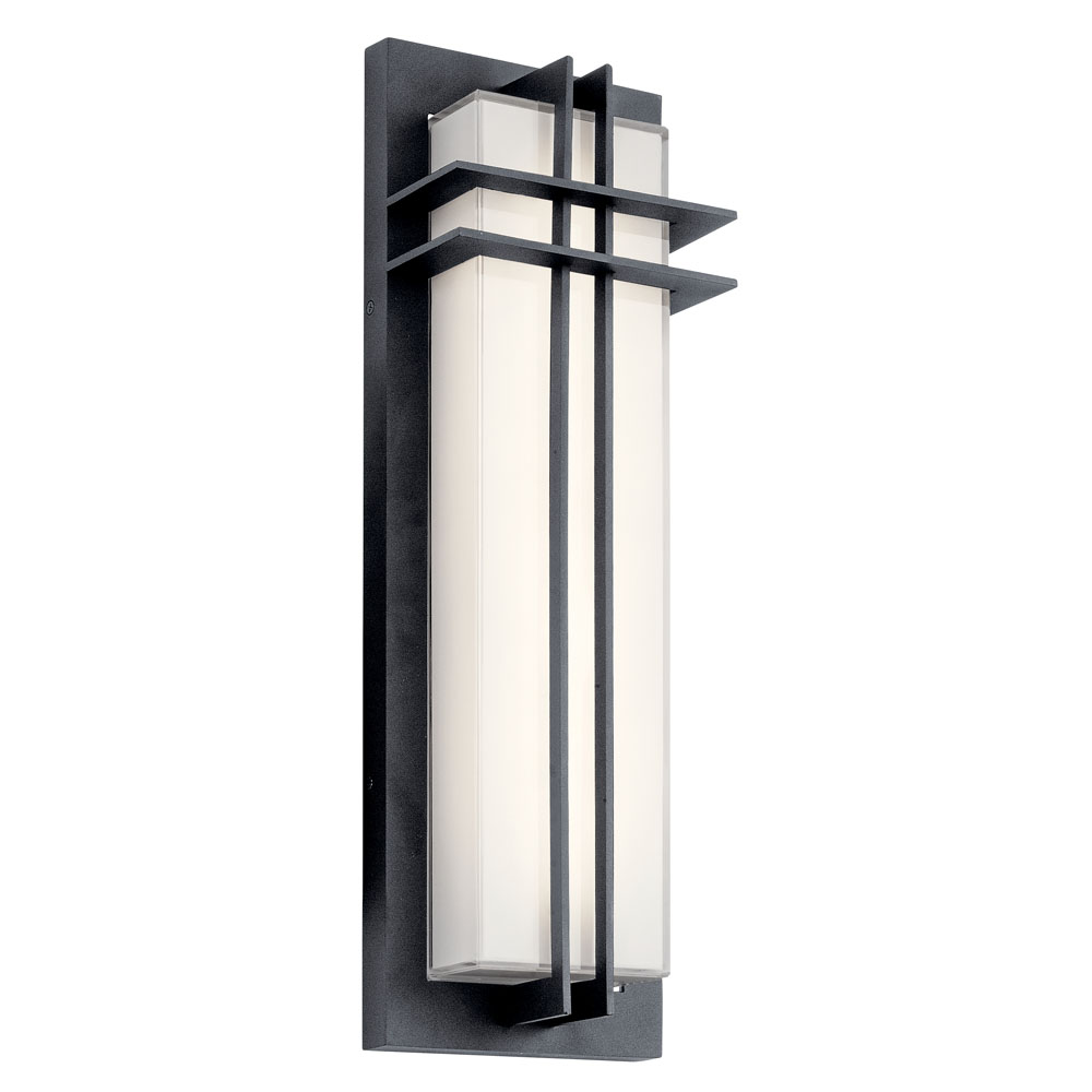 Kichler 49298BKTLED Manhattan 22" LED Wall Light with White Glass in Textured Black