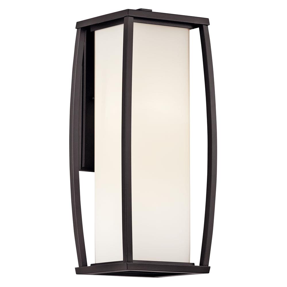 Kichler 49339AZ Bowen 18" 2 Light Outdoor Wall Light with Satin Etched Cased Opal Glass in Architectural Bronze