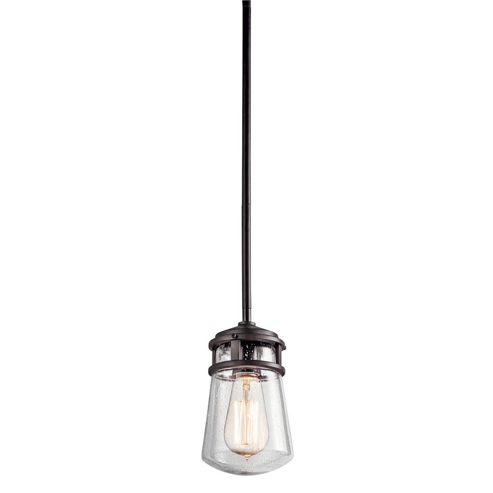 Kichler 49446AZ Lyndon 9.5" 1 Light Pendant with Clear Seeded Glass Architectural Bronze