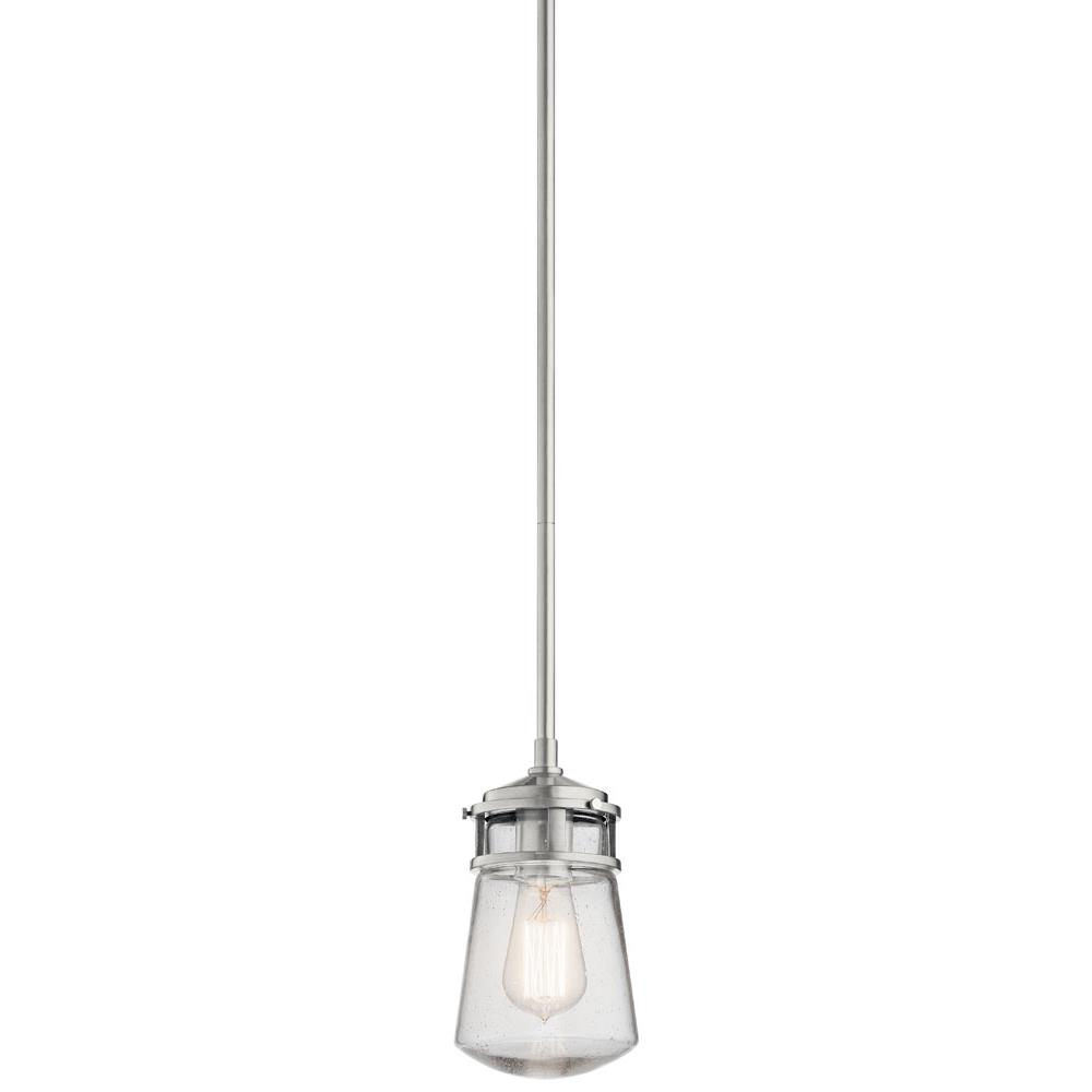 Kichler 49446BA Lyndon 9.5" 1 Light Pendant with Clear Seeded Glass Brushed Aluminum