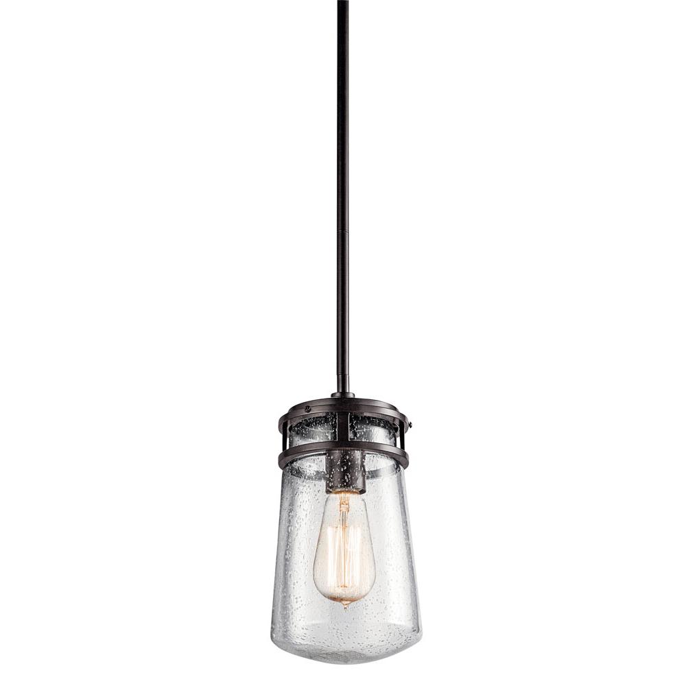 Kichler 49447AZ Lyndon 11.75" 1 Light Pendant with Clear Seeded Glass Architectural Bronze