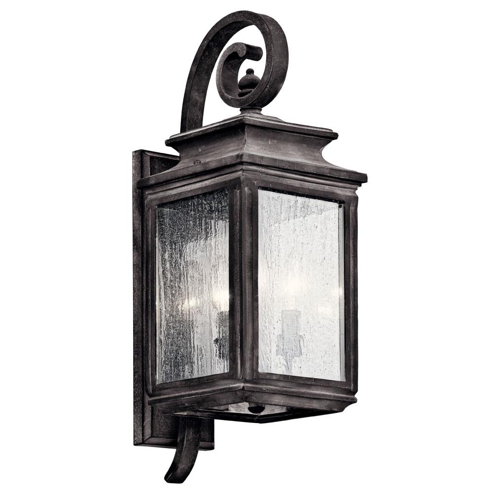 Kichler 49502WZC Wiscombe Park 21.75" 3 Light Outdoor Wall Light with Clear Seeded Glass in Weathered Zinc