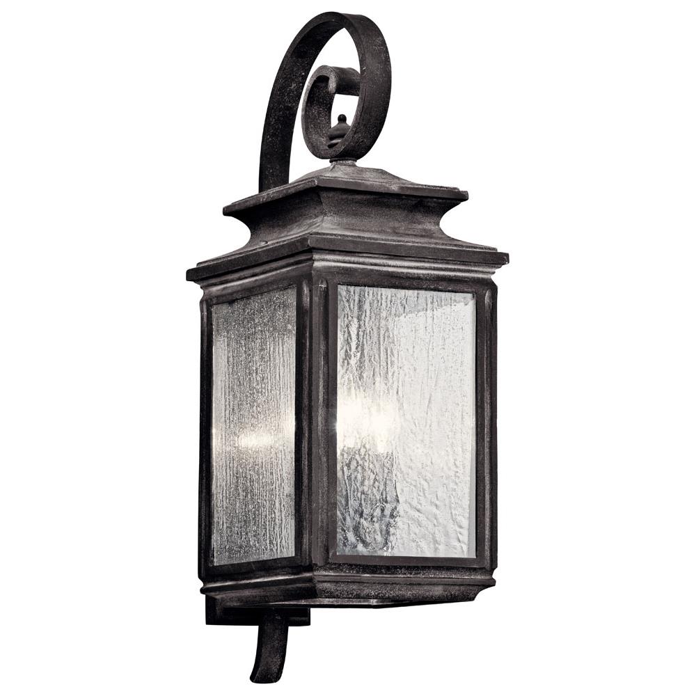 Kichler 49503WZC Wiscombe Park 26.25" 4 Light Outdoor Wall Light with Clear Seeded Glass in Weathered Zinc