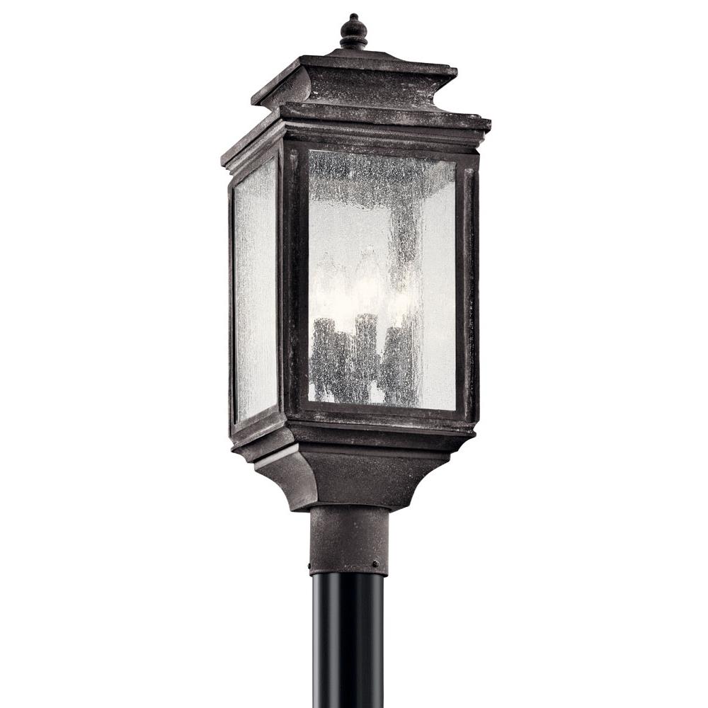 Kichler 49506WZC Wiscombe Park 23.25" 4 Light Outdoor Post Light with Clear Seeded Glass in Weathered Zinc