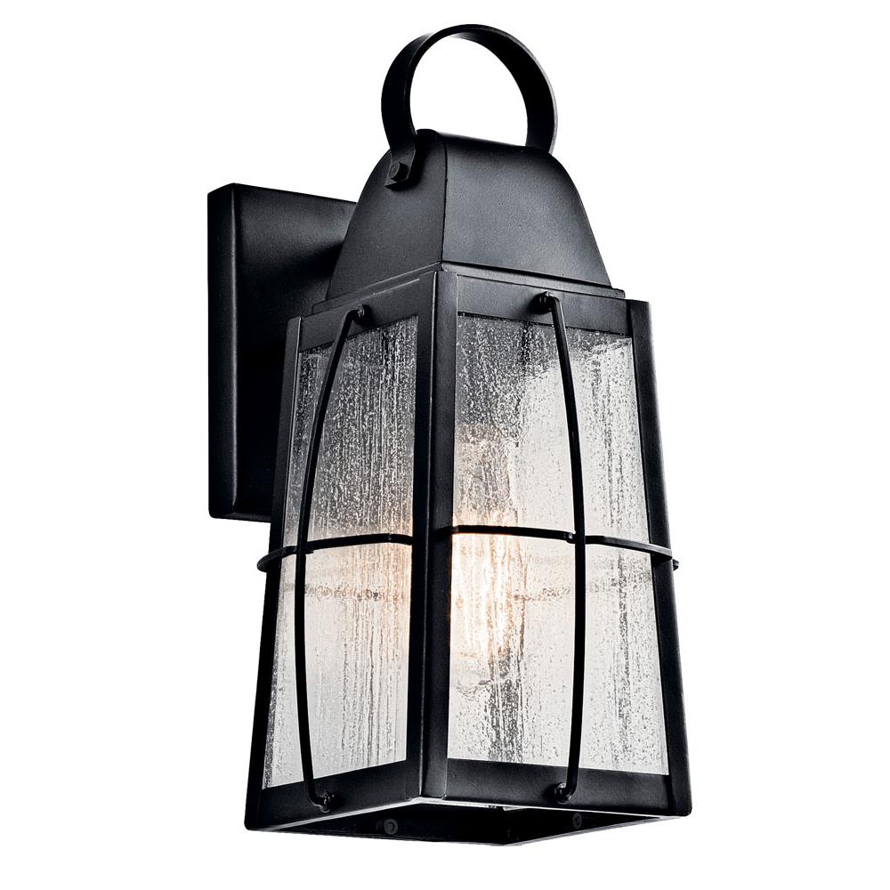 Kichler 49552BKT Tolerand 12" 1 Light Outdoor Wall Light with Clear Seeded Glass in Textured Black