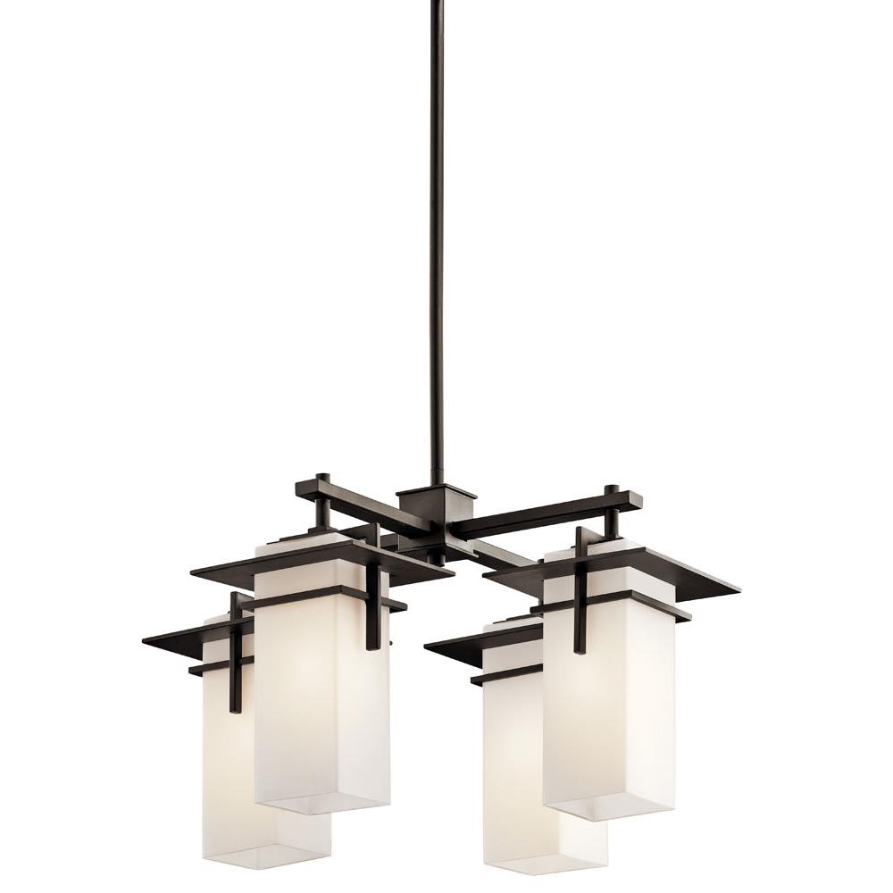 Kichler 49638OZ Caterham 12.75 inch 4 Light Chandelier with Satin Etched Cased Opal Glass in Olde Bronze® in 
